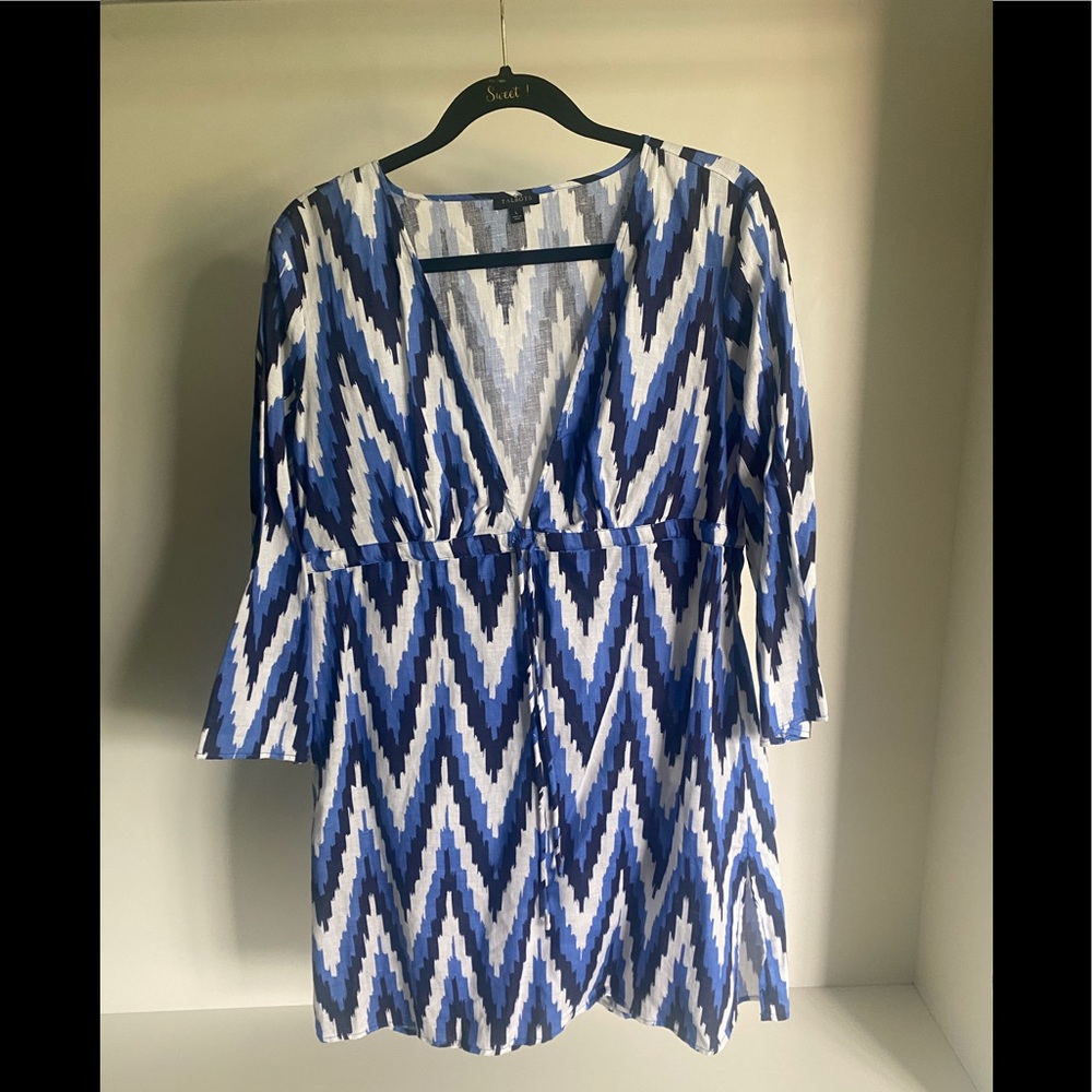 Talbots Blue White Chevron Swim Coverup